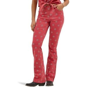 Wrangler High-Rise Bold Boot Jeans Women Size 8 Red New Geometric Print Denim